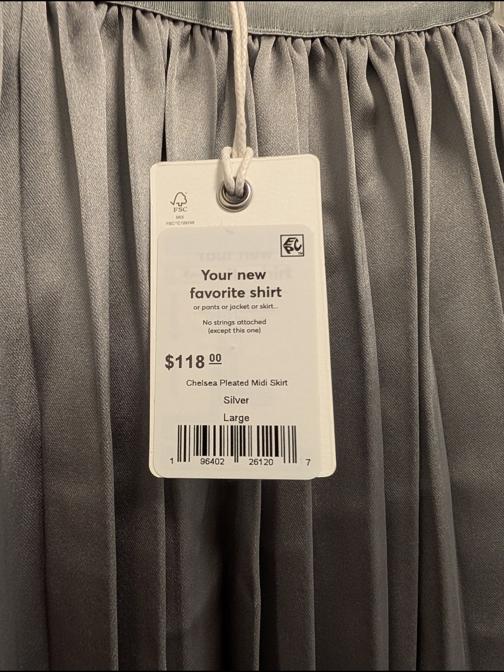 Marine Layer Pleated Maxi Skirt in Silver Satin - Picture 3 of 3